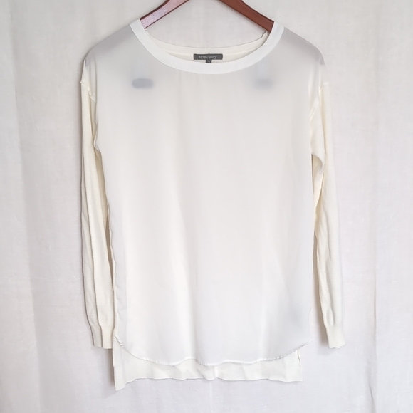 Retro-ology White Wide Neck Long Sleeve Blouse Size Small - Picture 1 of 5